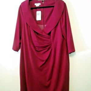 Kay Unger Deep Pink Pleated Waist Dress - size 20
